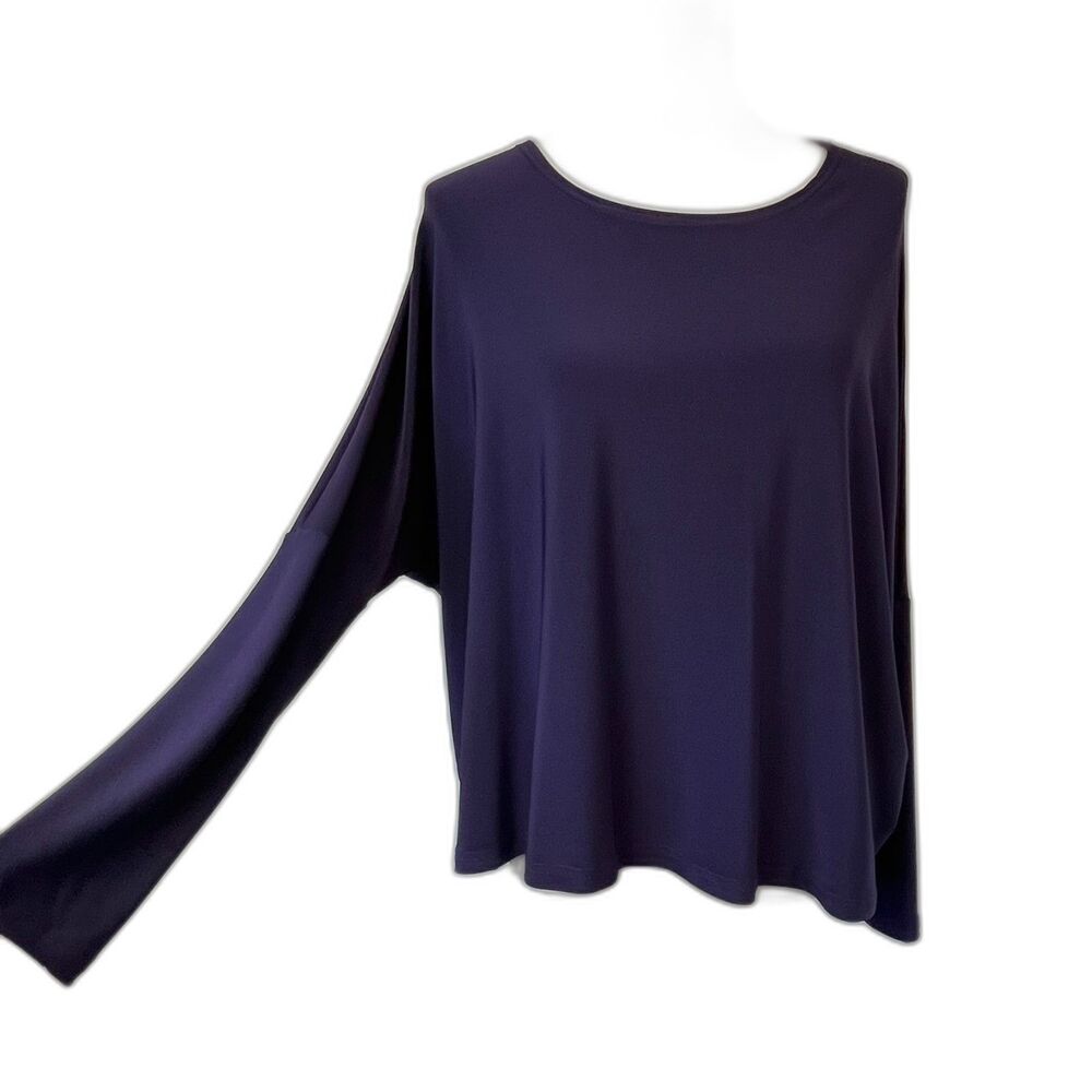 Sympli Purple Stretch JerseyTop Size 8 Dolman Sleeve Travel Lagenlook Modern